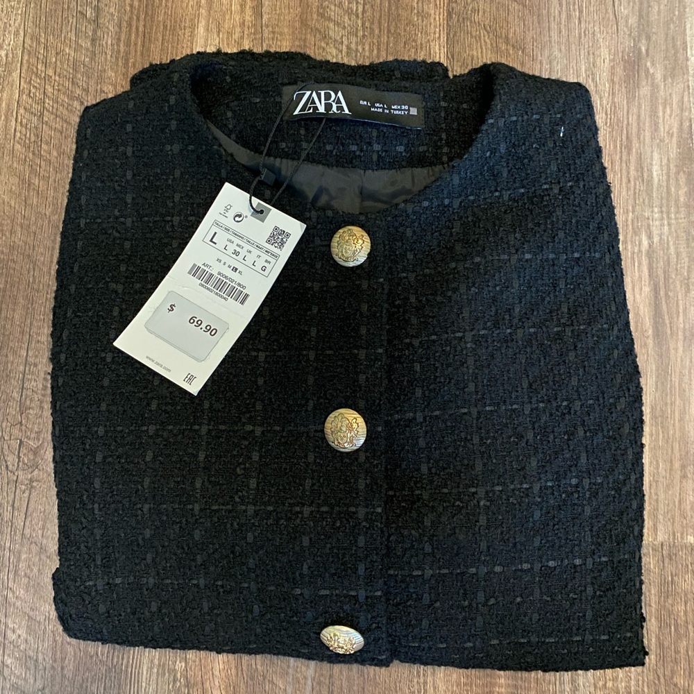 Zara Tweed Military Jacket Cropped
